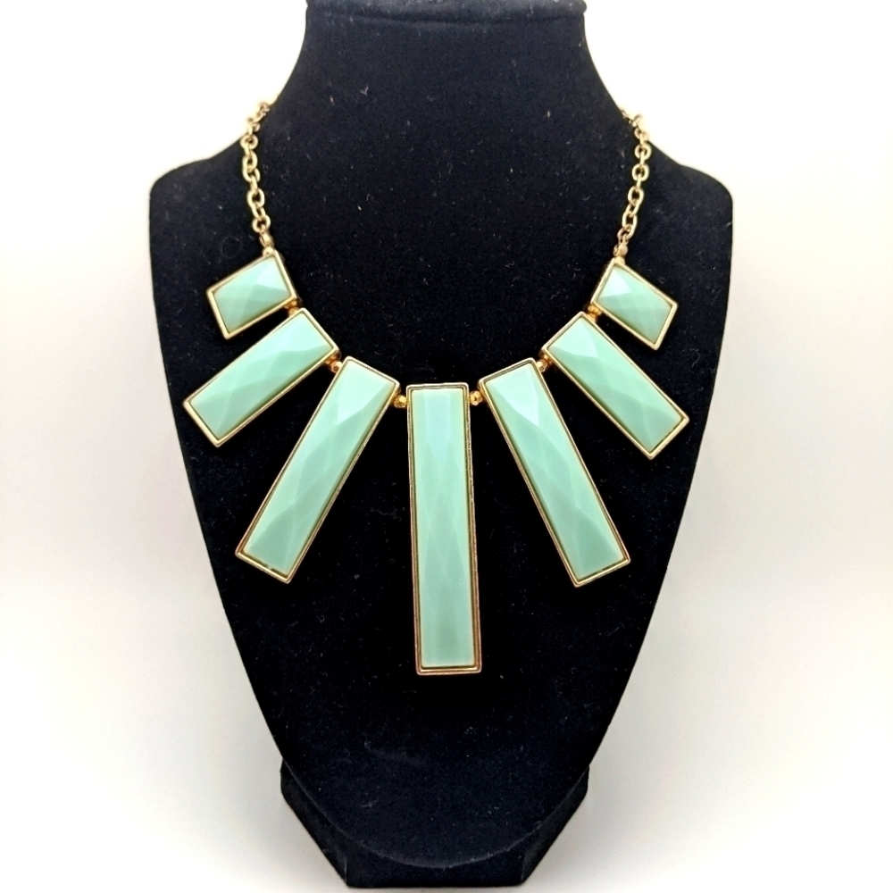 Jelly Mint Geometric Statement Necklace